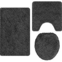 vidaXL Antislip Badmat Set 3 st Donkergrijs 50 x 80 cm PP
