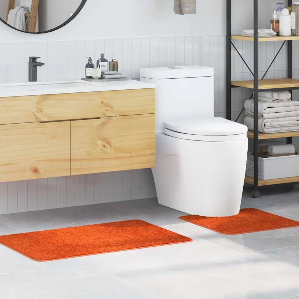 vidaXL Antislip Badmat Set 2 st Oranje 50 x 50 cm PP
