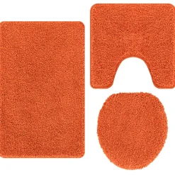 vidaXL Antislip Badmat Set 3 st Oranje 50 x 80 cm PP