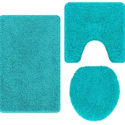 vidaXL Antislip Badmat Set 3 st Turquoise 50 x 80 cm PP