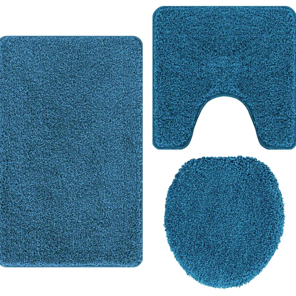 vidaXL Antislip Badmat Set 3 st Blauw 50 x 80 cm PP