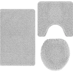 vidaXL Antislip Badmat Set 3 st Grijs 50 x 80 cm PP