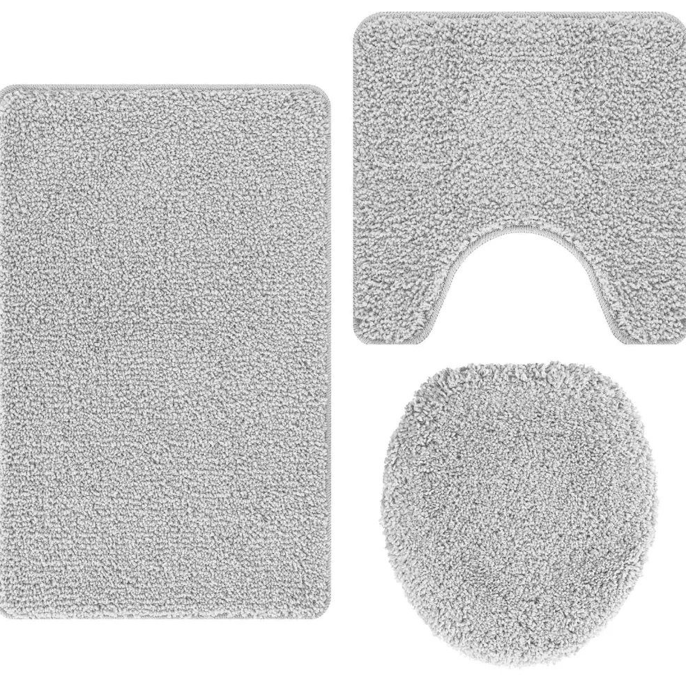 vidaXL Antislip Badmat Set 3 st Grijs 50 x 80 cm PP