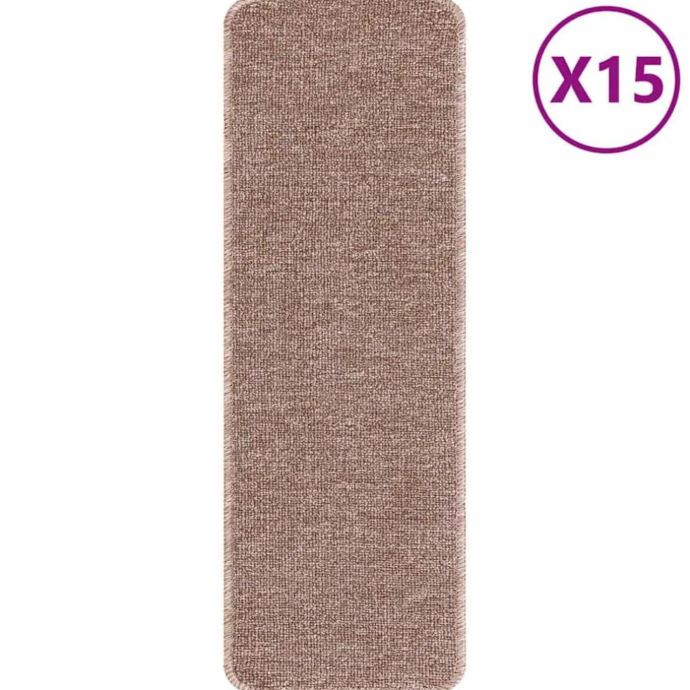 vidaXL Antislip Trapmatten 15 st 60 x 25 cm Lichtbruin PP Rechthoekig