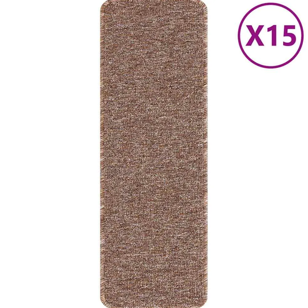 vidaXL Antislip Trapmatten 15 st 60 x 25 cm Bruin PP Rechthoekig
