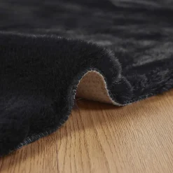 vidaXL Antislip vloerkleed van imitatie konijnenbont OLITE Zwart