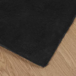 vidaXL Antislip vloerkleed van imitatie konijnenbont OLITE Zwart