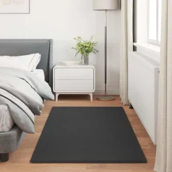 vidaXL Antislip vloerkleed van imitatie konijnenbont OLITE Zwart