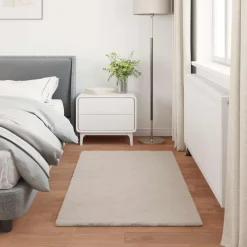vidaXL Antislip vloerkleed van imitatie konijnenbont OLITE Beige