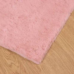 vidaXL Antislip vloerkleed van imitatie konijnenbont OLITE Roze