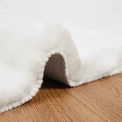 vidaXL Antislip vloerkleed van imitatie konijnenbont OLITE Wit
