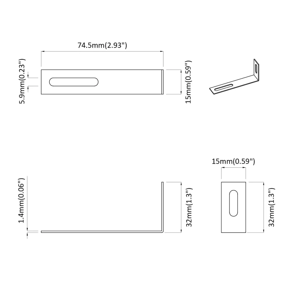 vidaXL Anti Tip Beugel 2 Zilver 74,5 x 15 x 32 mm IJzer