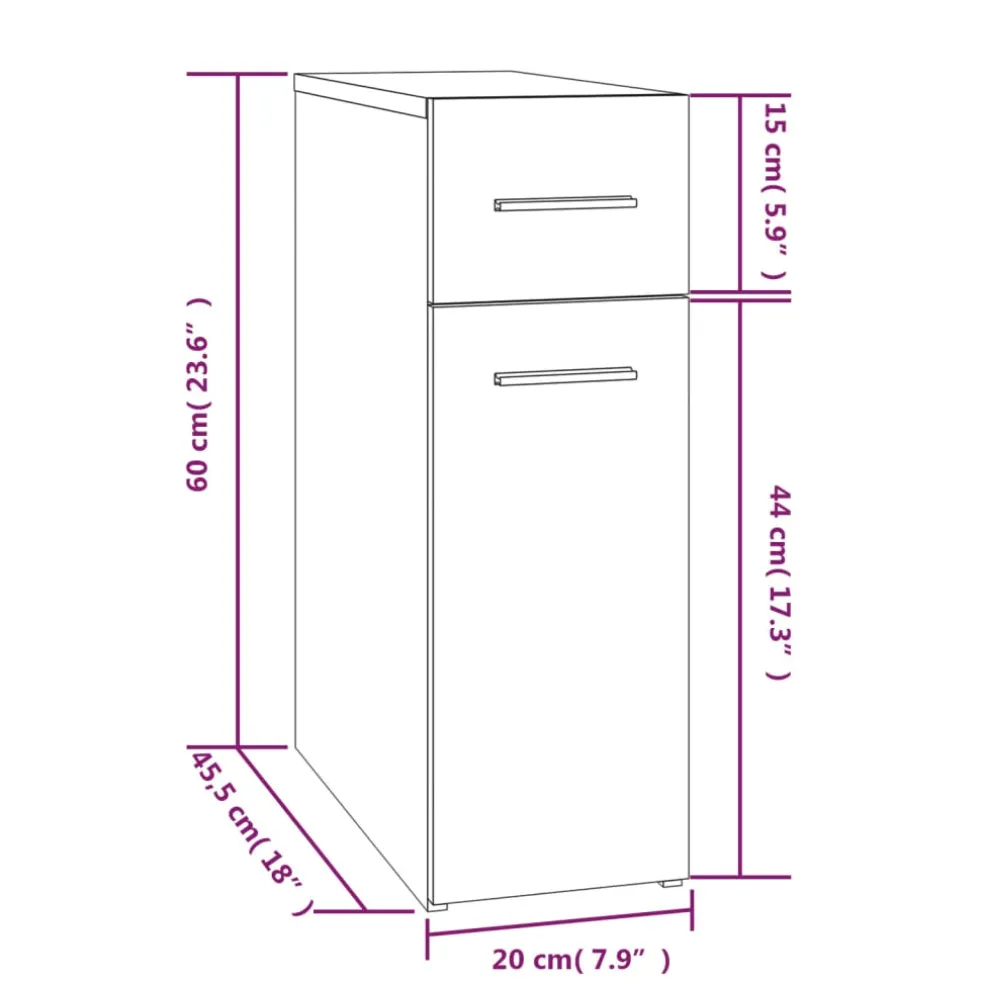 vidaXL Apothekerskast 20x45,5x60 cm bewerkt hout gerookt eikenkleurig