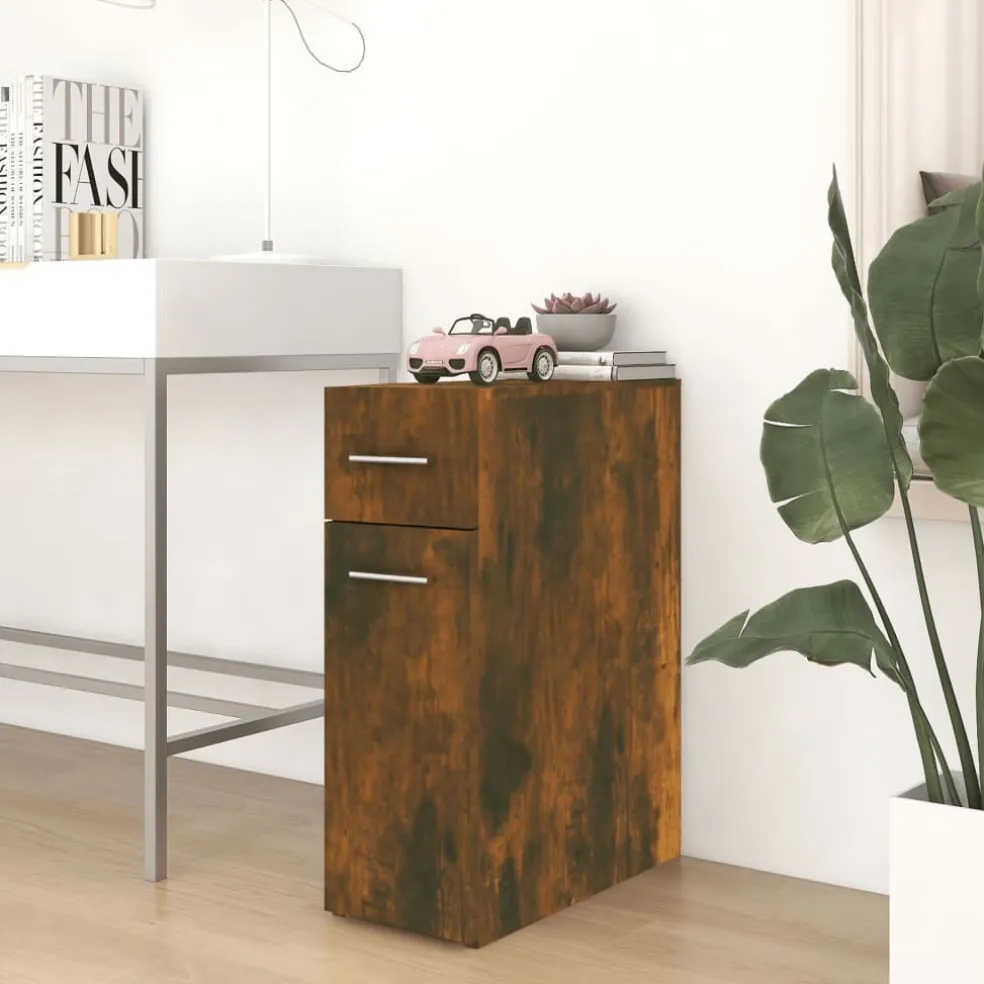 vidaXL Apothekerskast 20x45,5x60 cm bewerkt hout gerookt eikenkleurig