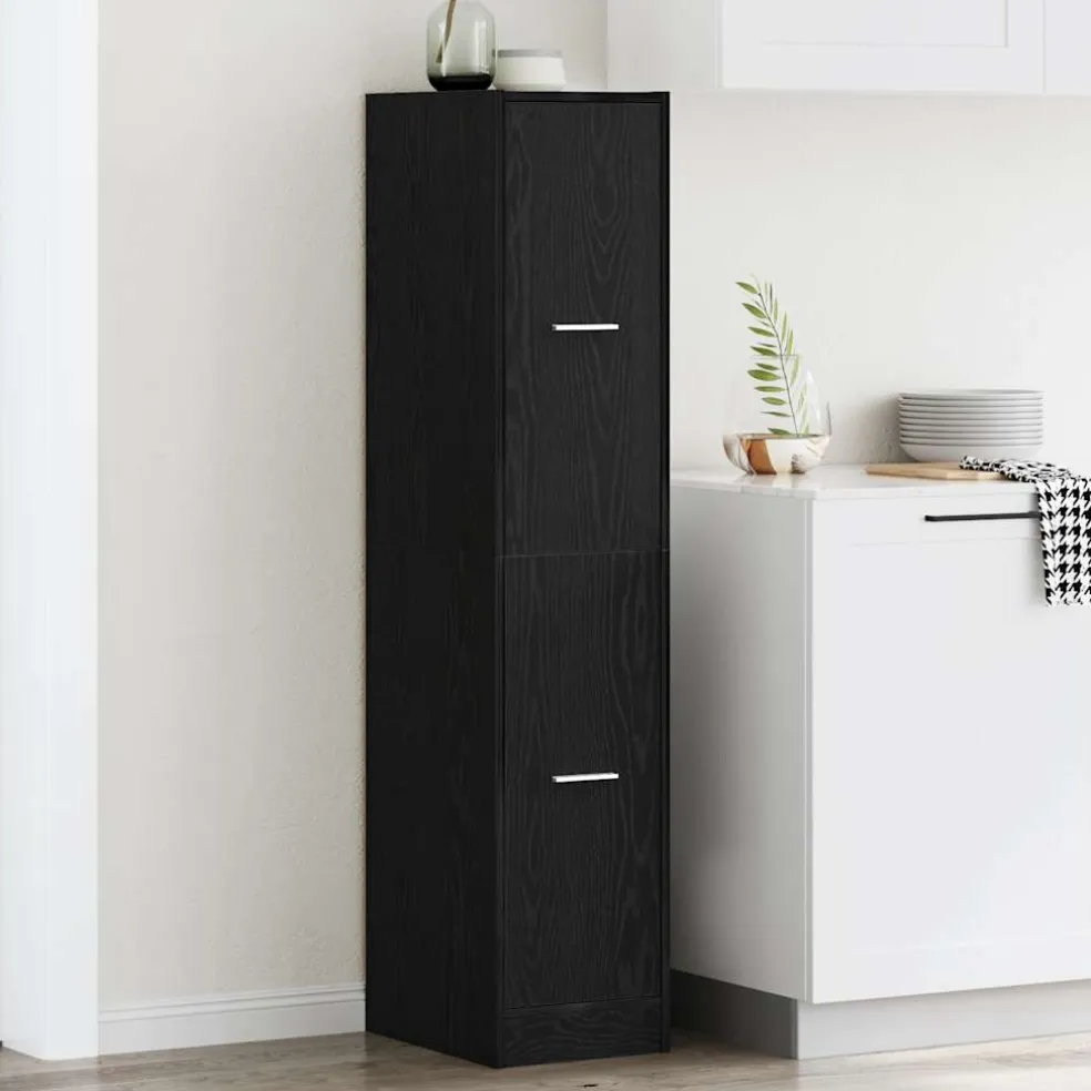vidaXL Apothekerskast Zwart Eiken 30x41x144,5 cm Bewerkt Hout