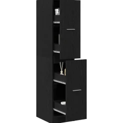 vidaXL Apothekerskast Zwart Eiken 30x41x144,5 cm Bewerkt Hout