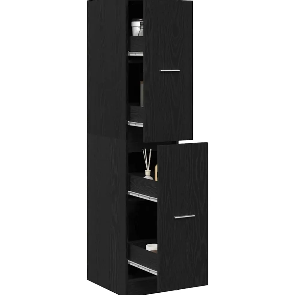 vidaXL Apothekerskast Zwart Eiken 30x41x144,5 cm Bewerkt Hout