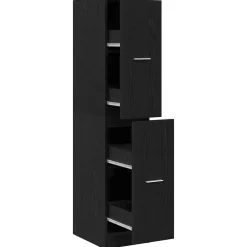 vidaXL Apothekerskast Zwart Eiken 30x41x144,5 cm Bewerkt Hout