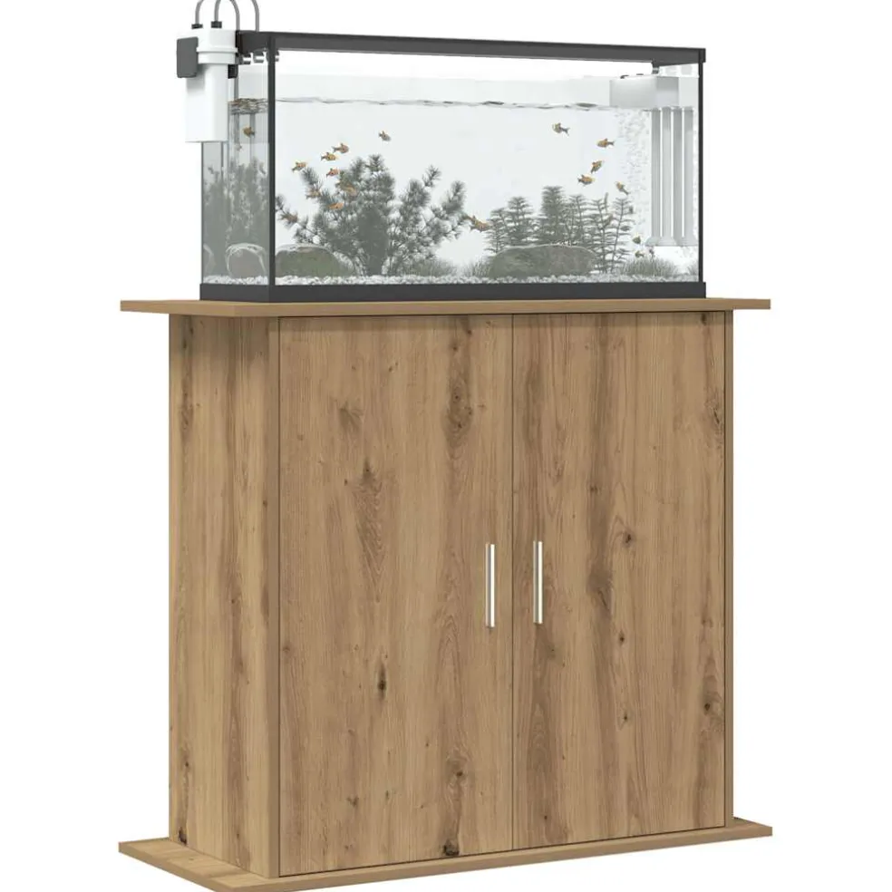 vidaXL Aquariumstandaard Artisan Eikenhout 81x36x73 cm Bewerkt Hout