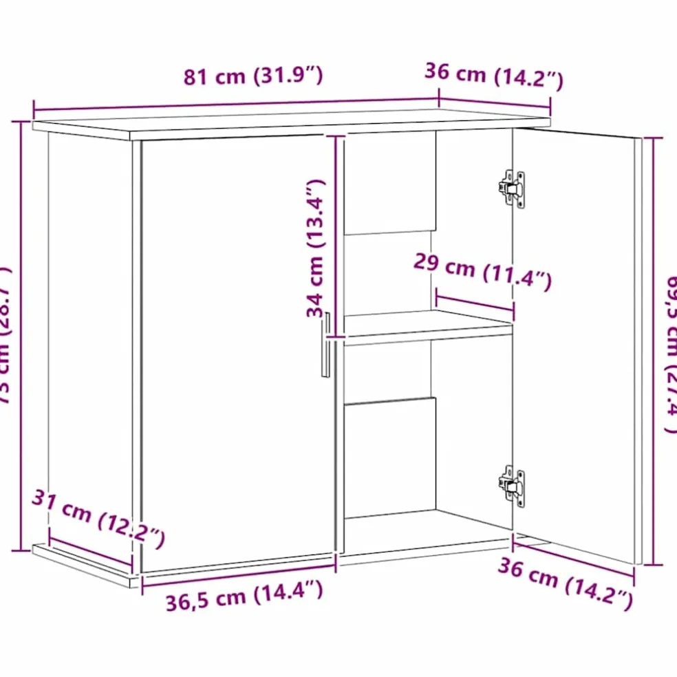 vidaXL Aquariumstandaard Artisan Eikenhout 81x36x73 cm Bewerkt Hout