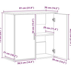 vidaXL Aquariumstandaard Betongrijs 81x36x73 cm Bewerkt hout