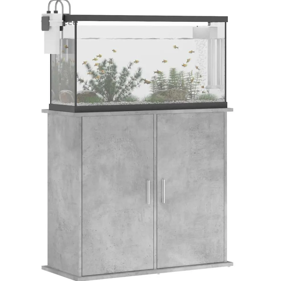 vidaXL Aquariumstandaard Betongrijs 81x36x73 cm Bewerkt hout
