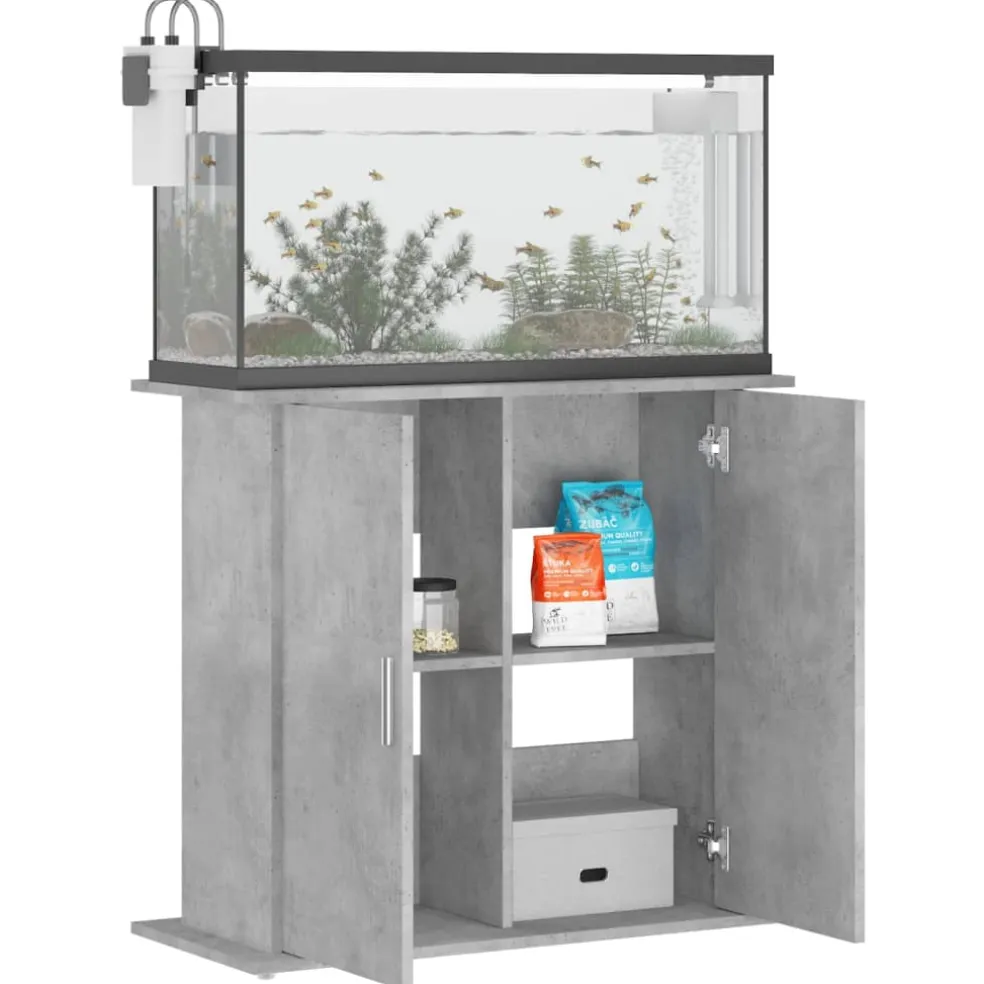 vidaXL Aquariumstandaard Betongrijs 81x36x73 cm Bewerkt hout