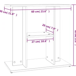 vidaXL Aquariumstandaard Betongrijs 60x30x60 cm Bewerkt hout