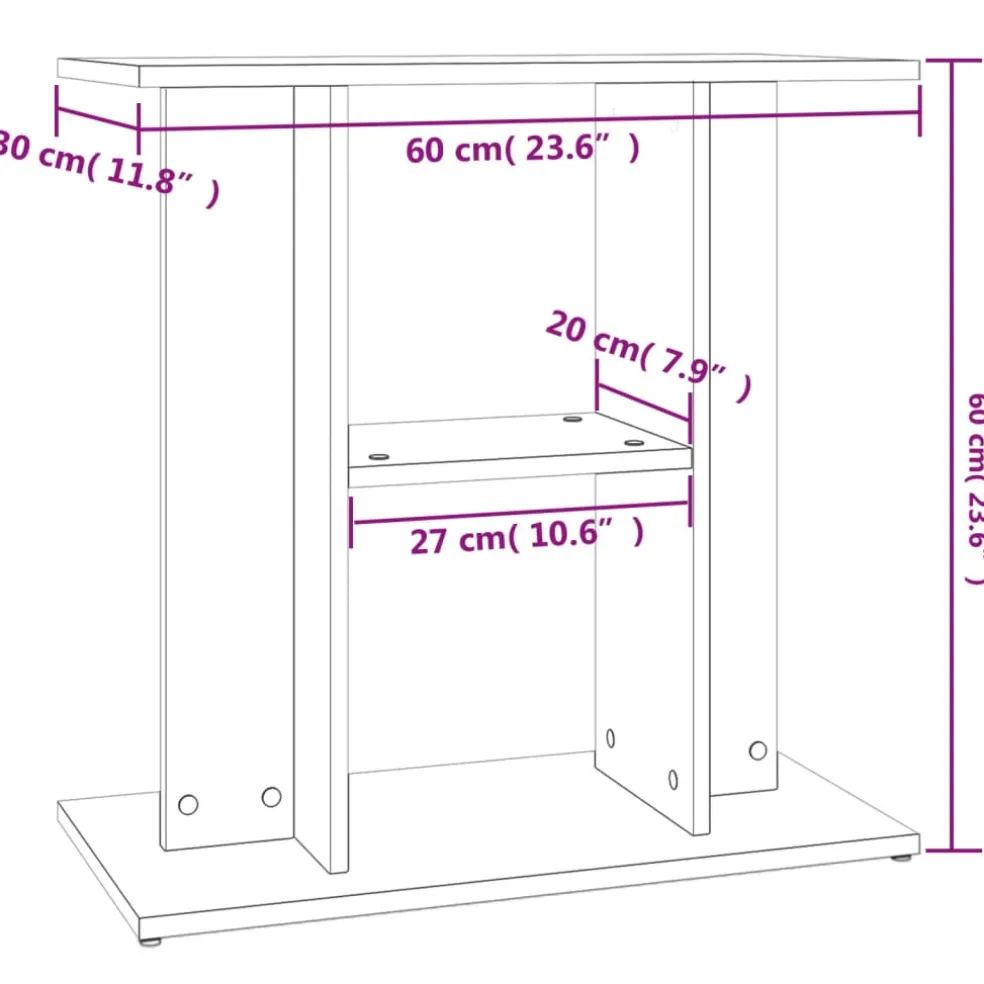 vidaXL Aquariumstandaard Gerookt Eikenhout 60x30x60 cm Bewerkt Hout