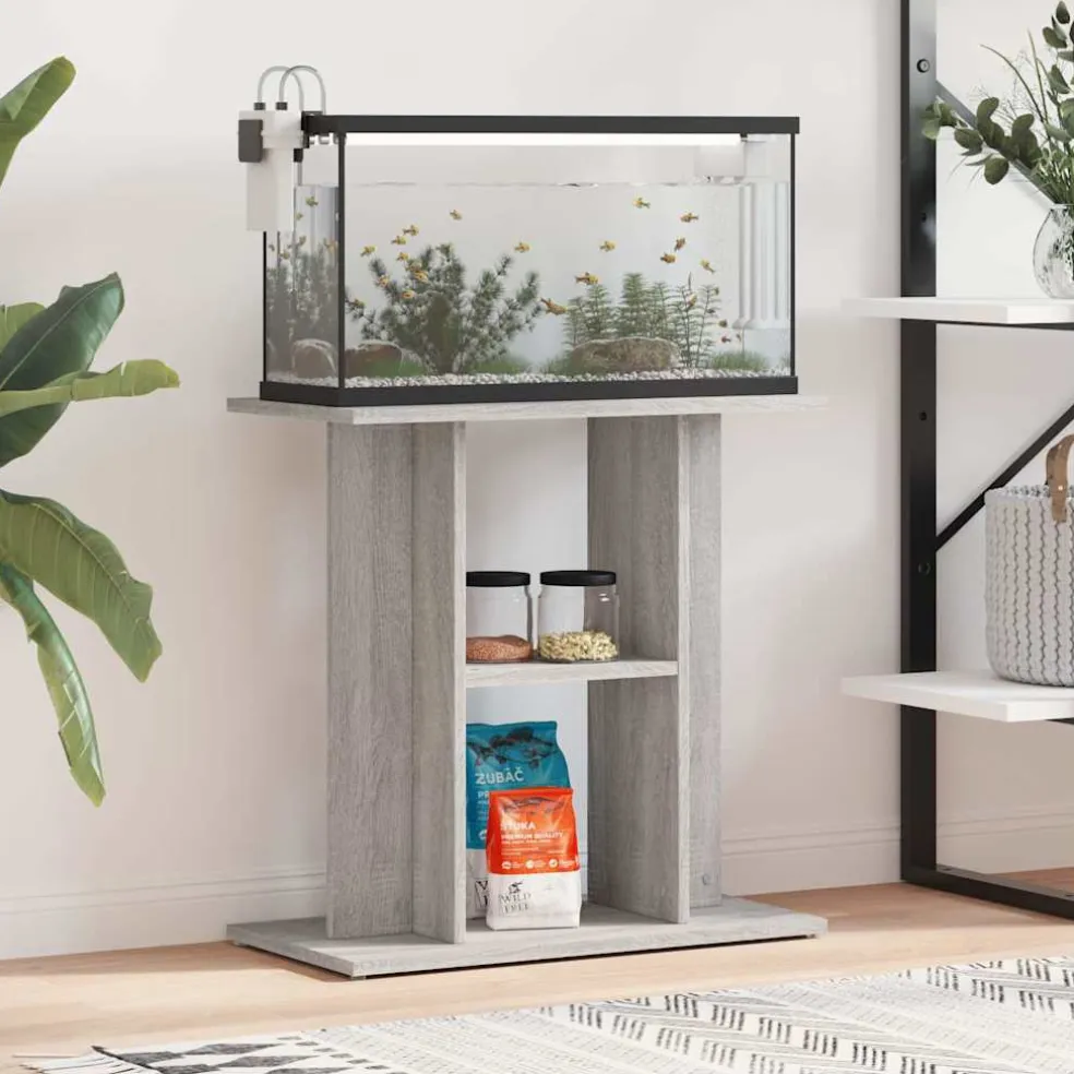 vidaXL Aquariumstandaard Sonoma Grijs 60x30x60 cm Bewerkt Hout