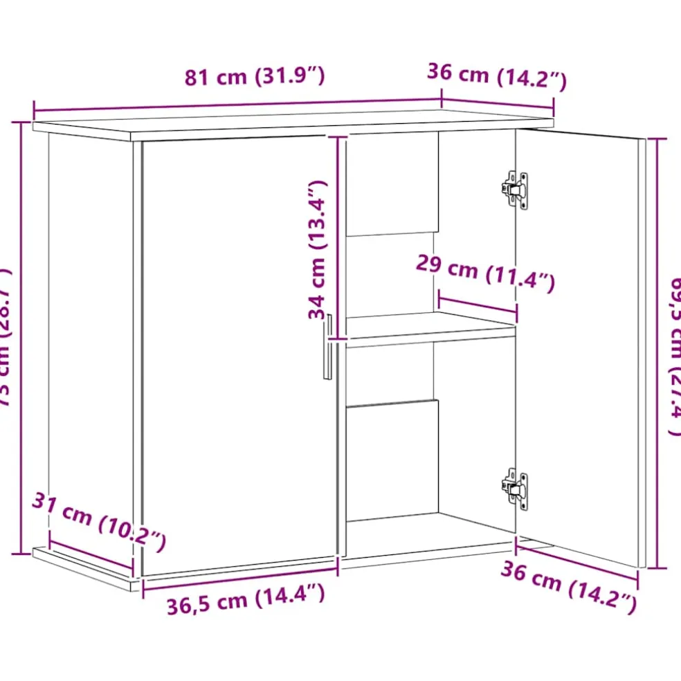 vidaXL Aquariumstandaard 81x36x73 cm bewerkt hout wit
