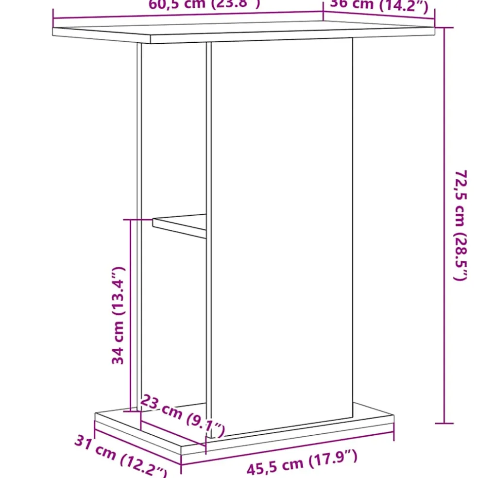 vidaXL Aquariumstandaard 60,5x36x72,5 cm spaanplaat zwart eikenkleurig