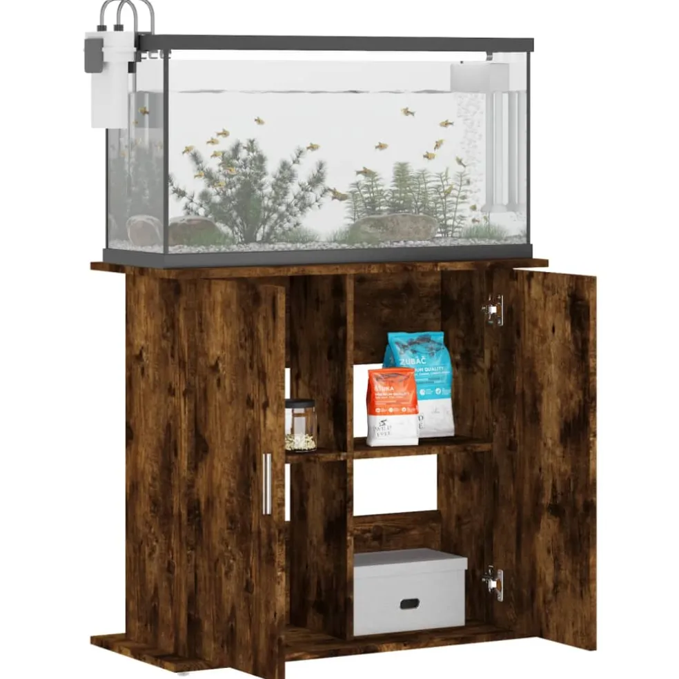 vidaXL Aquariumstandaard 81x36x73 cm bewerkt hout gerookt eikenkleurig