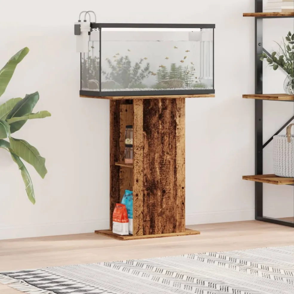 vidaXL Aquariumstandaard 36x60,5x72,5 cm bewerkt hout oud houtkleurig