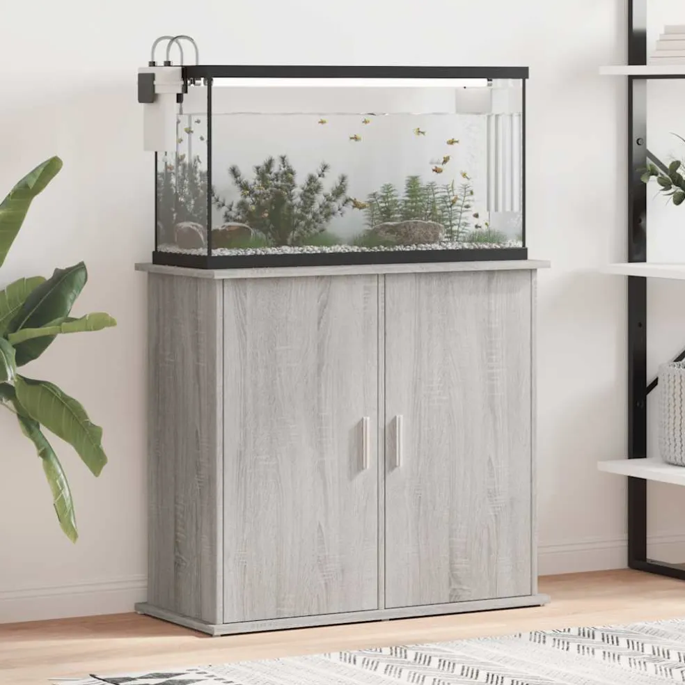 vidaXL Aquariumstandaard 81x36x73 cm bewerkt hout grijs sonoma eiken