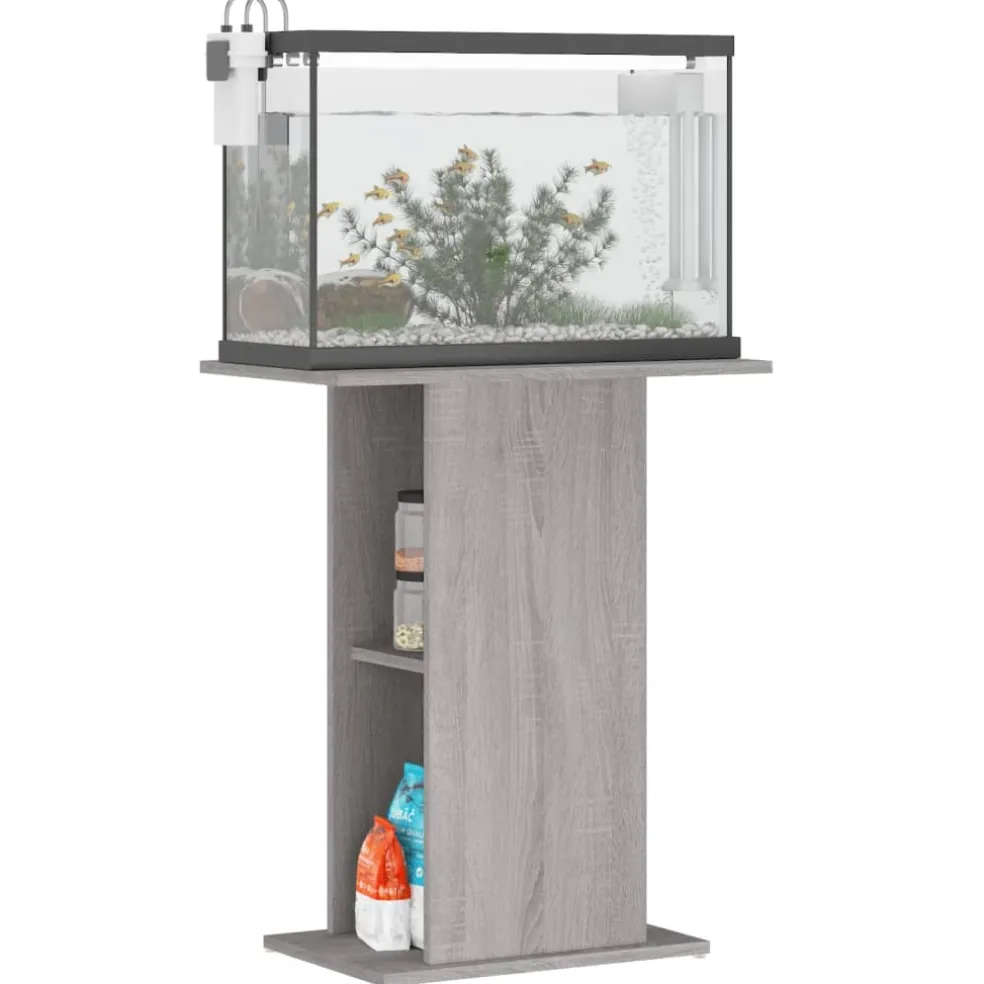 vidaXL Aquariumstandaard 60,5x36x72,5 cm bewerkt hout grijs sonoma