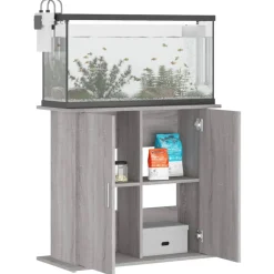 vidaXL Aquariumstandaard 81x36x73 cm bewerkt hout grijs sonoma eiken