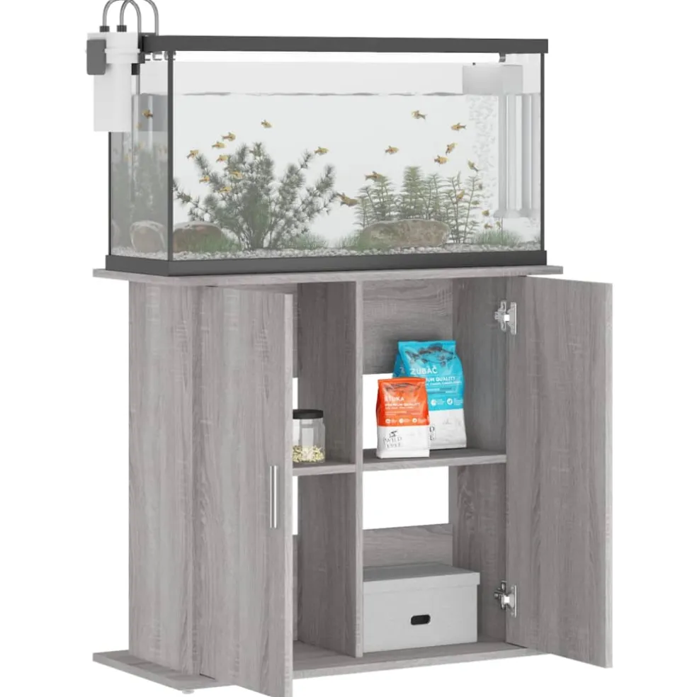vidaXL Aquariumstandaard 81x36x73 cm bewerkt hout grijs sonoma eiken