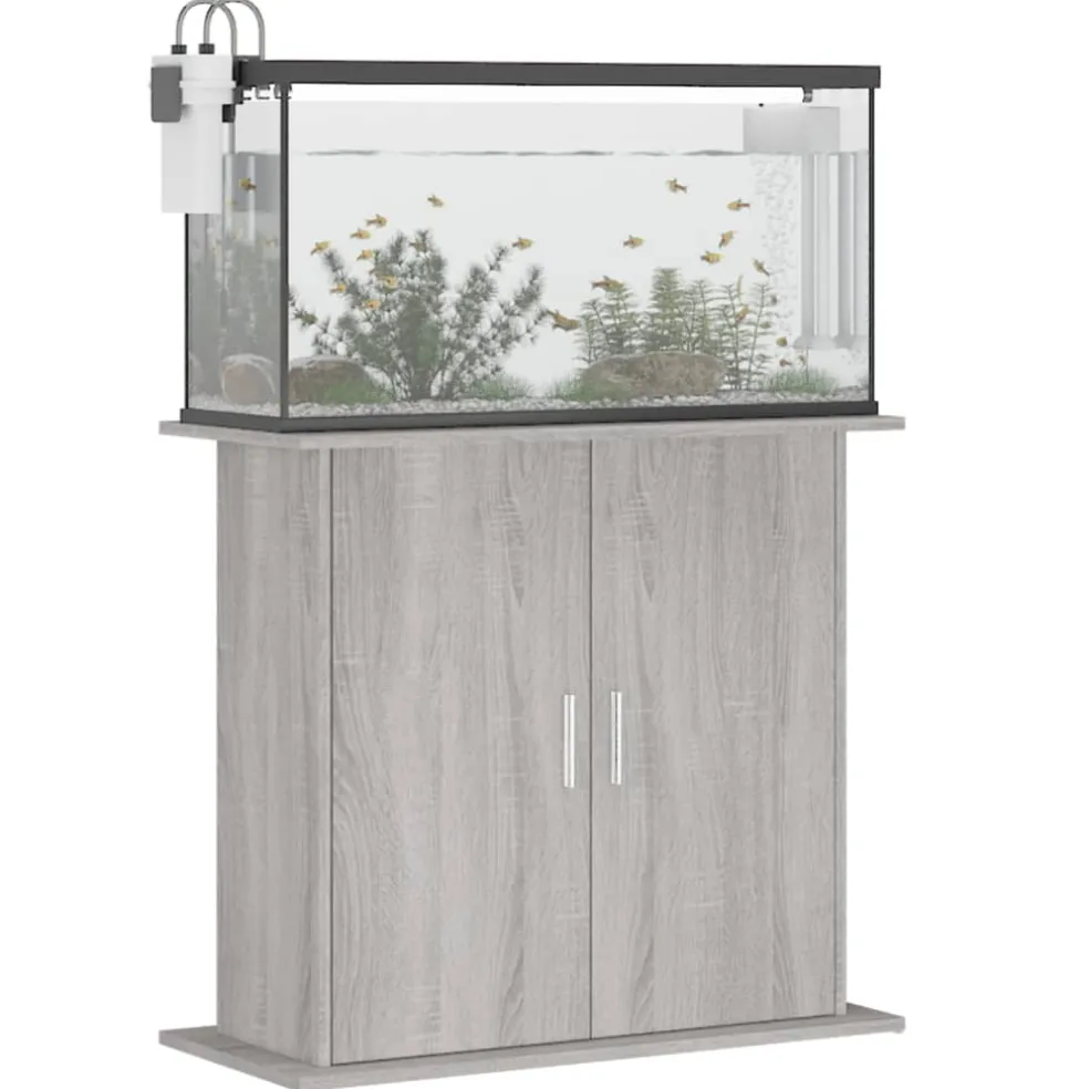 vidaXL Aquariumstandaard 81x36x73 cm bewerkt hout grijs sonoma eiken
