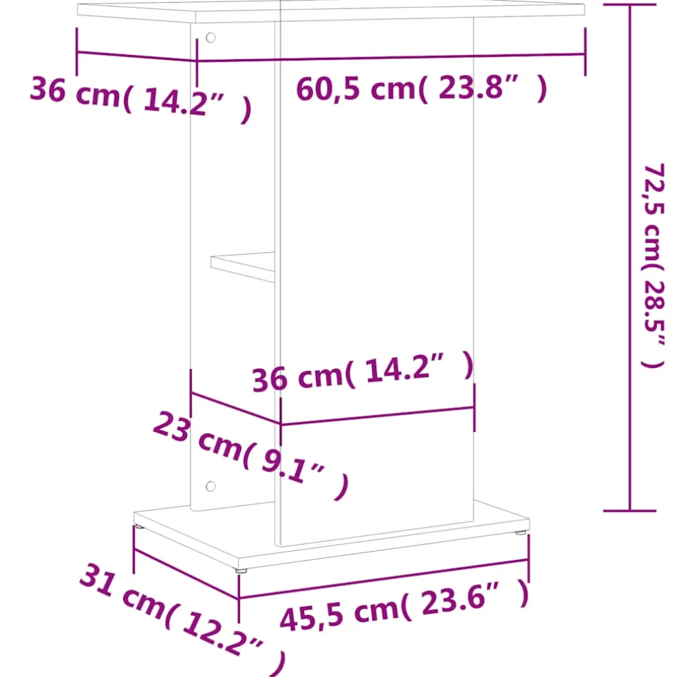vidaXL Aquariumstandaard 81x36x73 cm bewerkt hout grijs sonoma eiken