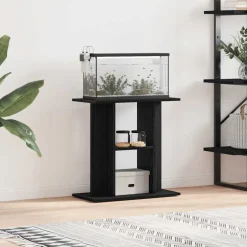 vidaXL Aquariumstandaard Zwart Eiken 60x30x60 cm Bewerkt Hout