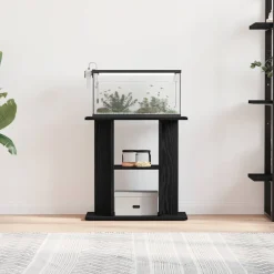 vidaXL Aquariumstandaard Zwart Eiken 60x30x60 cm Bewerkt Hout
