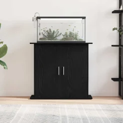 vidaXL Aquariumstandaard Zwart Eiken 81x36x73 cm Bewerkt Hout