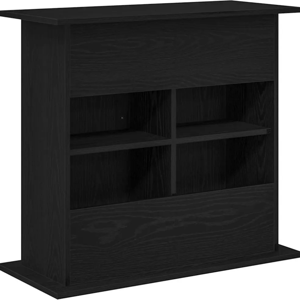vidaXL Aquariumstandaard Zwart Eiken 81x36x73 cm Bewerkt Hout