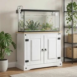vidaXL Aquarium Stand CORONA Wit en Bruin 81,5 x 37 x 73 cm 250 kg