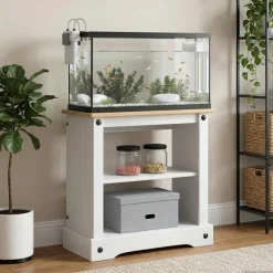 vidaXL Aquarium Stand CORONA Wit en Bruin 60,5 x 30 x 60 cm 150 kg