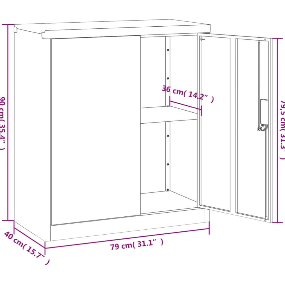 vidaXL Archiefkast 79x40x90 cm staal zwart