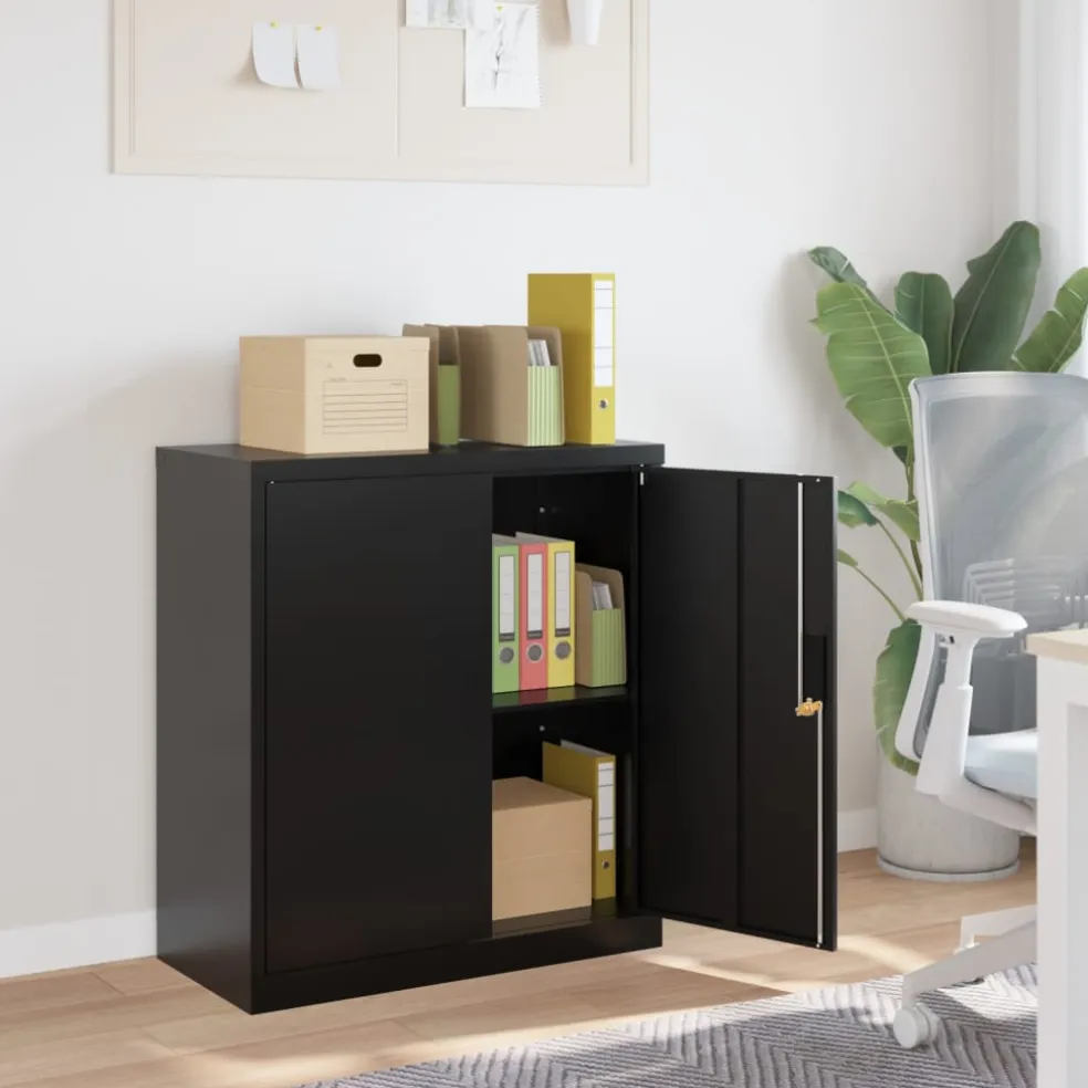 vidaXL Archiefkast 79x40x90 cm staal zwart