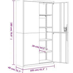 vidaXL Archiefkast 105x40x180 cm staal lichtgrijs