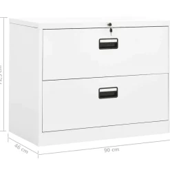 vidaXL Archiefkast 90x46x72,5 cm staal wit